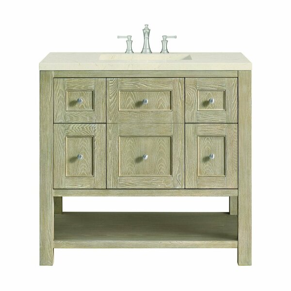 James Martin Vanities 36'' Single Vanity, Whitewashed Oak w/ 3 CM Eternal Marfil Quartz Top 330-V36-WWO-3EMR